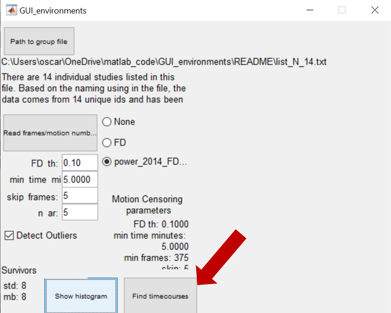 Find timecourses
